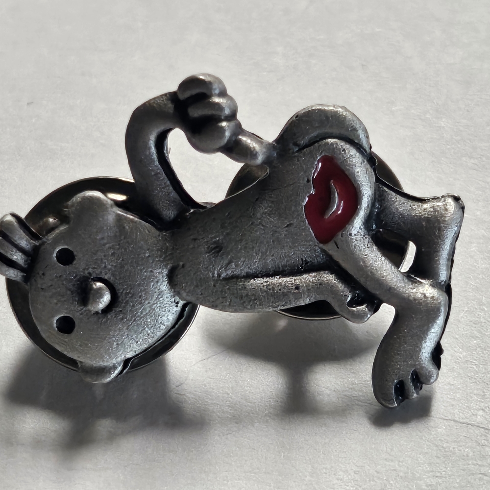 KISS MY ASS Humor Pewter Vest Lapel Hat Pin 1.25" x .75" KISS MY BUTT Red Kiss